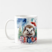 Wasserfarbe Festlicher Igel Weihnachten Tasse (Links)