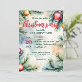 Wasserfarbe Festliches Weihnachtsfest im Unternehm Einladung (Stehend Vorderseite)