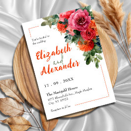 Wasserfarbe Fett Rosa und orange Blumenzehen Einladung