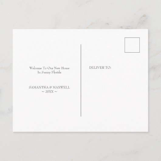 Wasserfarbe Flamingo Ankündigung zur Zuhause-Beweg Postkarte (Rückseite)