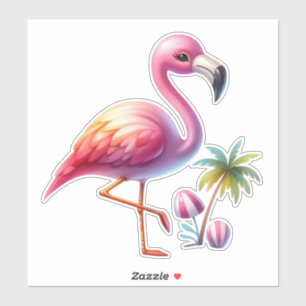 Wasserfarbe Flamingo Cartoon Clipart Aufkleber