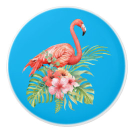 Wasserfarbe Flamingo und Hibiskus Keramikknauf