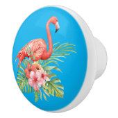 Wasserfarbe Flamingo und Hibiskus Keramikknauf (Rechts)
