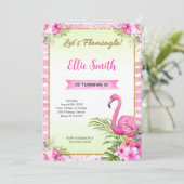 Wasserfarbe Flamingo zum Geburtstag Einladung (Stehend Vorderseite)