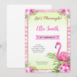 Wasserfarbe Flamingo zum Geburtstag Einladung