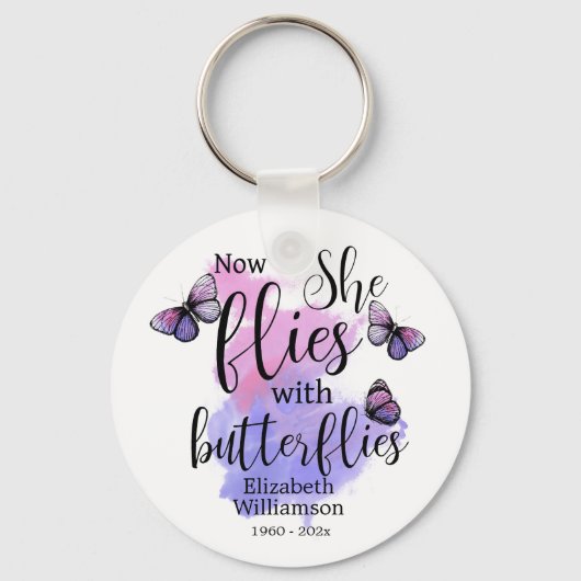 Wasserfarbe fliegt sie mit Schmetterlingsgedanken Schlüsselanhänger (Vorderseite)