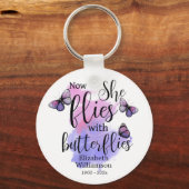 Wasserfarbe fliegt sie mit Schmetterlingsgedanken Schlüsselanhänger (Rückseite)