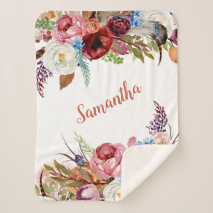 Wasserfarbe Floral Bouquet Babyname Sherpadecke