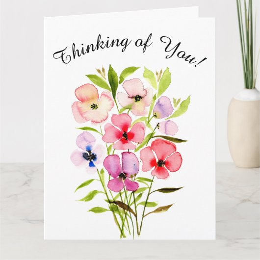 Wasserfarbe Floral Bouquet Denken Sie an Ihr Foto Karte (Vorderseite)