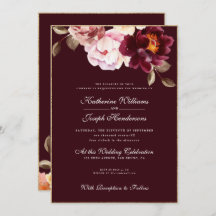 Wasserfarbe Floral Burgundy Bouquet Romance Weddin