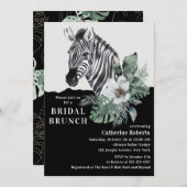 Wasserfarbe Floral Wild Zebra Bridal Brunch Einladung (Vorne/Hinten)