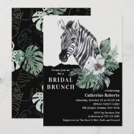 Wasserfarbe Floral Wild Zebra Bridal Brunch Einladung