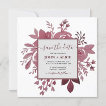 Wasserfarbe florale Burgund Hochzeit speichern Sie