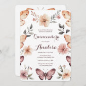 Wasserfarbe Florals Butterfliegen Quinceañera CUST Einladung (Vorne/Hinten)