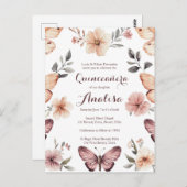 Wasserfarbe Florals Butterfliegen Quinceañera CUST Postkarte (Vorne/Hinten)