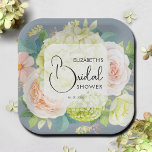 Wasserfarbe Florals Dusty Blue Brautparty Pappteller<br><div class="desc">Die Teller aus Brautparty sind mit wunderschönen Hydrangeas in Aquarelltönen,  Rose in Rosa und Creme,  Gänseblüten,  kleinen Blüten und Blätter in staubblauer Farbe,  mit ihren Details in schicken Schriften,  ausgestattet. PASSENDE Artikel in unserem Geschäft.</div>