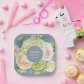 Wasserfarbe Florals Dusty Blue Brautparty Pappteller (Party)