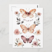 Wasserfarbe Florals Schmetterlinge werden bald gut Postkarte (Vorne/Hinten)