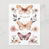 Wasserfarbe Florals Schmetterlinge werden bald gut Postkarte (Vorderseite)