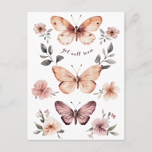 Wasserfarbe Florals Schmetterlinge werden bald gut Postkarte (Vorderseite)