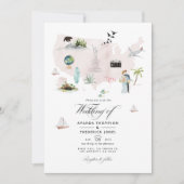 Wasserfarbe Florida USA Ziel QR Code Hochzeit Einladung (Vorderseite)