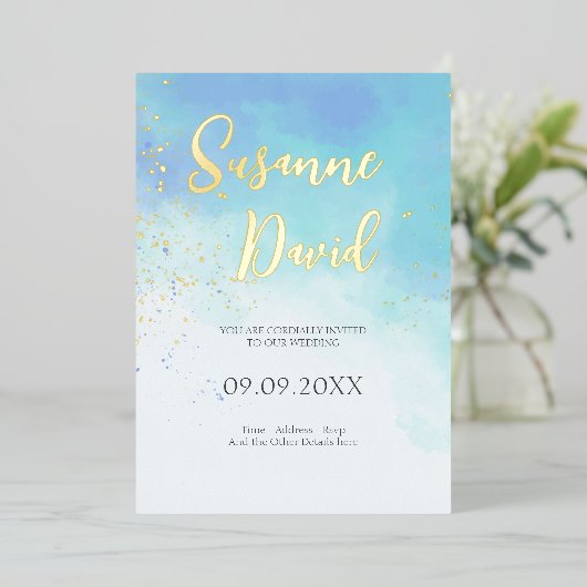 Wasserfarbe & Foil Einladung (Stehend vorne)
