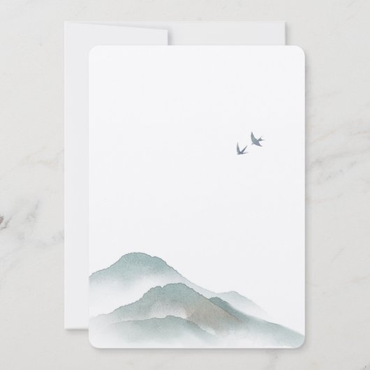 Wasserfarbe Friedliche Waldlandgebirgsdusche Einladung (Rückseite)