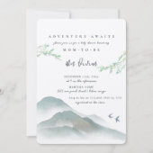 Wasserfarbe Friedliche Waldlandgebirgsdusche Einladung (Vorderseite)