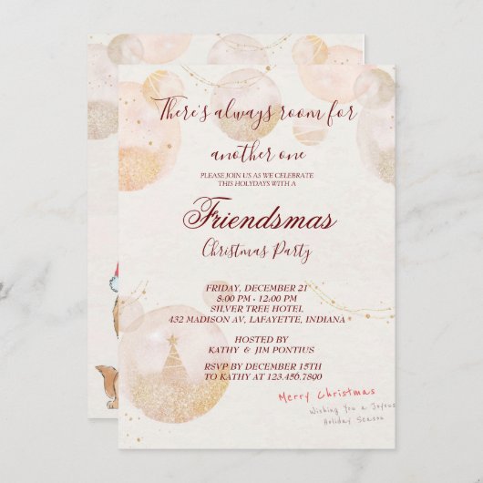Wasserfarbe Friendsmas Weihnachtsfeierliche Party Einladung (Vorne/Hinten)