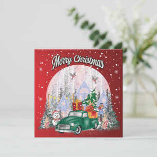 Wasserfarbe frohe Weihnachten, Auto der Geschenke.