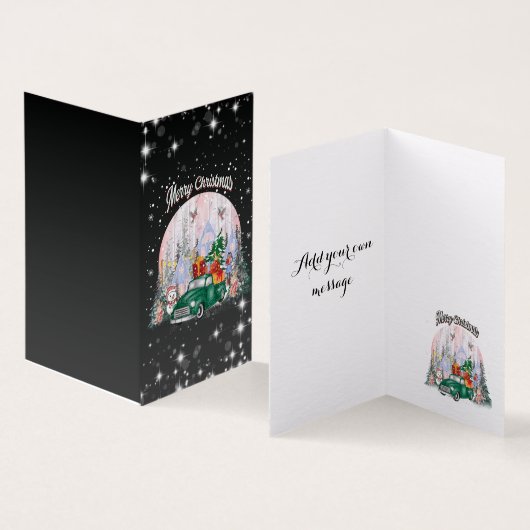 Wasserfarbe frohe Weihnachten, Auto der Geschenke (Innenseite und Außenseite)