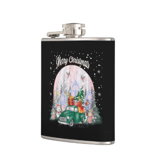 Wasserfarbe frohe Weihnachten, Auto der Geschenke Flachmann