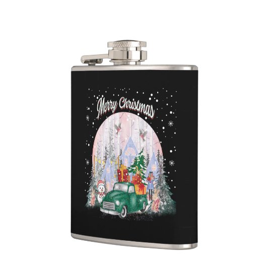 Wasserfarbe frohe Weihnachten, Auto der Geschenke Flachmann (Links)