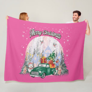 Wasserfarbe frohe Weihnachten, Auto der Geschenke Fleecedecke