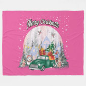Wasserfarbe frohe Weihnachten, Auto der Geschenke Fleecedecke (Vorderseite (Horizontal))