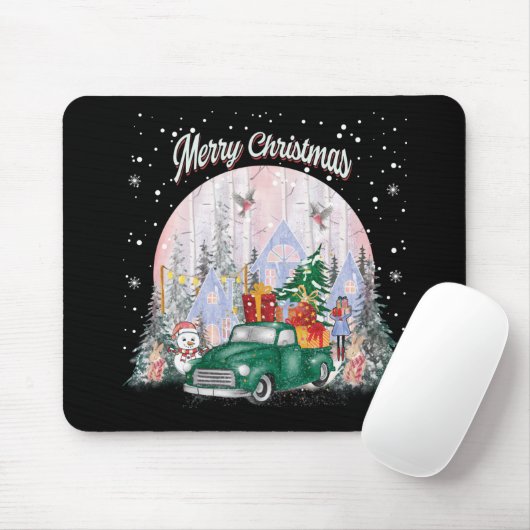 Wasserfarbe frohe Weihnachten, Auto der Geschenke Mousepad (Mit Mouse)