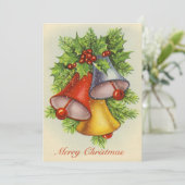 Wasserfarbe Frohe Weihnachten Holly Red Yellow Bel (Stehend Vorderseite)