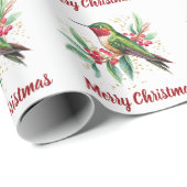Wasserfarbe Frohe Weihnachten Hummingbird Geschenkpapier (Rolleneckpunkt)