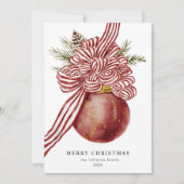 Wasserfarbe Frohe Weihnachten Roter Bow Ornament (Vorderseite)