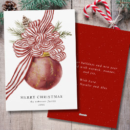 Wasserfarbe Frohe Weihnachten Roter Bow Ornament