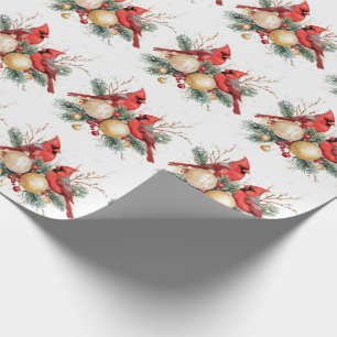 Wasserfarbe Frohe Weihnachten Roter Kardinal & Ber Geschenkpapier