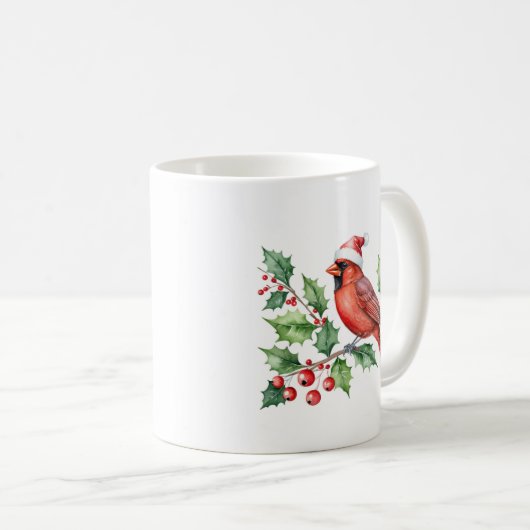 Wasserfarbe Frohe Weihnachten Roter Kardinal & Ber Kaffeetasse (VorderseiteRechts)