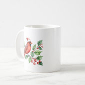 Wasserfarbe Frohe Weihnachten Roter Kardinal & Ber Kaffeetasse (Vorderseite Links)
