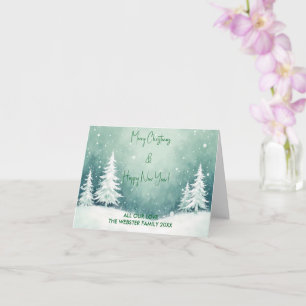 Wasserfarbe Frohe Weihnachten und glückliches Neue Karte