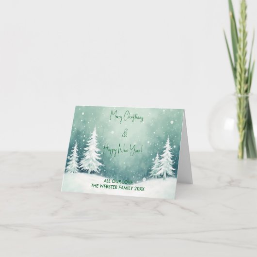 Wasserfarbe Frohe Weihnachten und glückliches Neue Karte (Vorderseite)