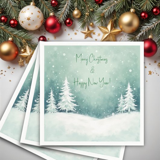 Wasserfarbe Frohe Weihnachten und glückliches Neue Serviette