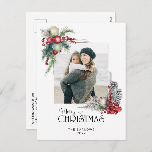 Wasserfarbe Frohe Weihnachten Weihnachten Blumenko (Vorne/Hinten)