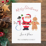 Wasserfarbe Frohe Weihnachten Weihnachtsmann<br><div class="desc">Frohe Weihnachtskarte. Wasserfarbe Santa,  Schneemann,  Lebkuchen Mann,  traditionelle Karte. Bitte personalisieren Sie es mit Ihren Daten.</div>