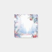 Wasserfarbe Frohe Weihnachten Winter Szene Grenze Post-it Klebezettel (Vorderseite)