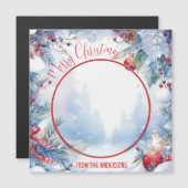 Wasserfarbe Frohe Weihnachts-Winter-Grenzgebirge F Magnetkarte (Vorne/Hinten)